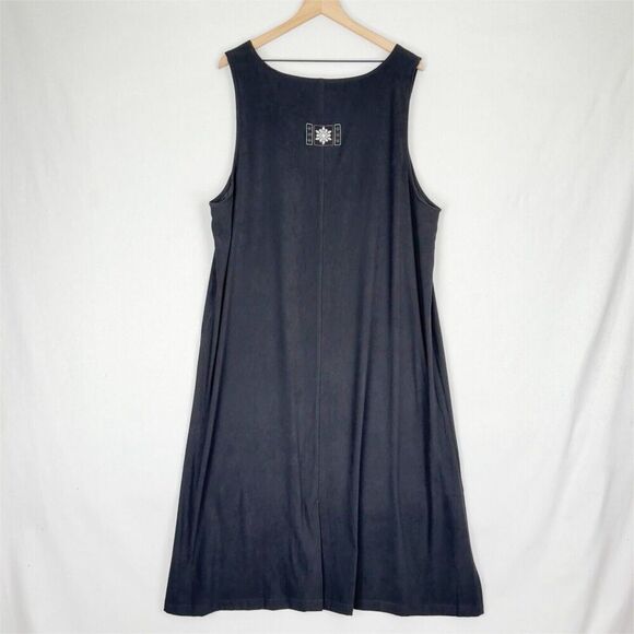 Vtg CJ Banks Dress Womens 18W Plus Black Midi Winter Nature Scene Modest Jumper - Picture 6 of 16